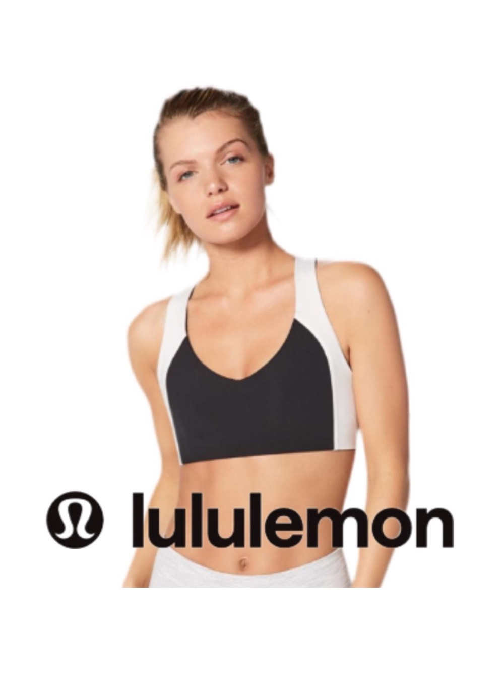 LULULEMON | Sweat Times Bra Black White Size 8 Athletic Workout Yoga Sports